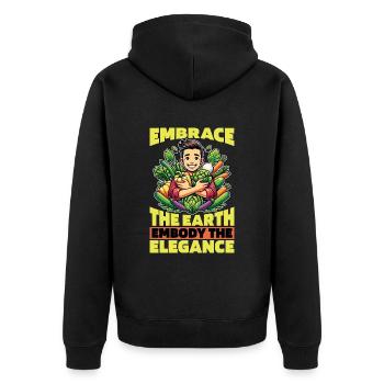 Vegetarian Embrace The Earth Veganism Vegetarians - Unisex Premium Bio Zip Hoodie - Schwarz - Hinten - Nico (187cm)