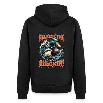 Lâchez le canard colvert : la chasse au canard charlatan - Veste à capuche bio Premium Unisexe - noir - Dos - Nico (187cm)