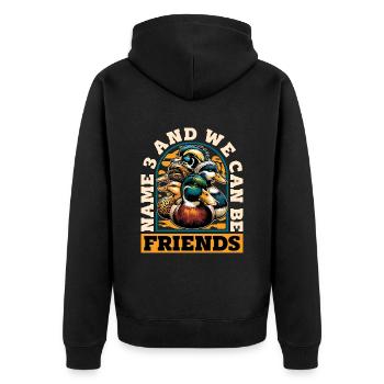 Canard colvert Nom 3 et nous pouvons être passionnés de canard - Veste à capuche bio Premium Unisexe - noir - Dos - Nico (187cm)