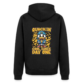 Mallard Duck Quackin' Cool Since Duck Enthusiast - Unisex Premium Bio Zip Hoodie - Schwarz - Hinten - Nico (187cm)