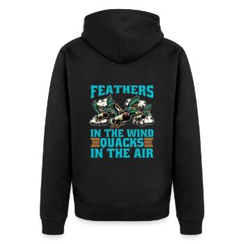 Mallard Duck Feathers In The Wind Duck Enthusiast - Unisex Premium Bio Zip Hoodie - Schwarz - Hinten - Nico (187cm)