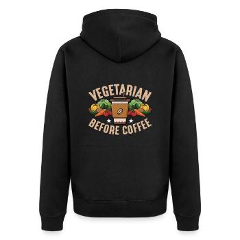 Vegetarian Before Coffee Veganism Coffee Lover - Unisex Premium Bio Zip Hoodie - Schwarz - Hinten - Nico (187cm)