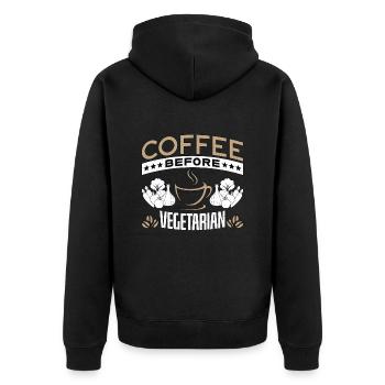 Vegetarian Coffee Before Nutritionist Coffee Lover - Unisex Premium Bio Zip Hoodie - Schwarz - Hinten - Nico (187cm)