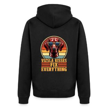 Vizsla Kisses Fix Everything Dog Lover Pet Owner - Unisex Premium Bio Zip Hoodie - Schwarz - Hinten - Nico (187cm)