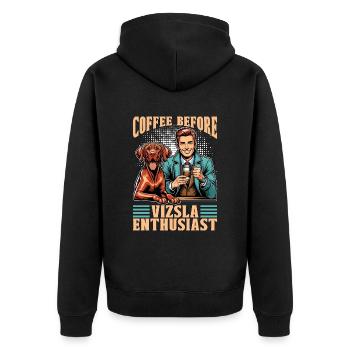 Vizsla Enthusiast Coffee Propriétaire d’animaux de compagnie Amateur de café - Veste à capuche bio Premium Unisexe - noir - Dos - Nico (187cm)