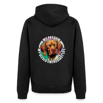 Vizsla Enthusiast Ma Passion Mon Vizsla Éleveur de Chiens - Veste à capuche bio Premium Unisexe - noir - Dos - Nico (187cm)