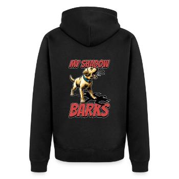 Labrador Retriever My Shadows Barks Dog Owner - Unisex Premium Organic Zip Hoodie - black - Back - Nico (187cm)