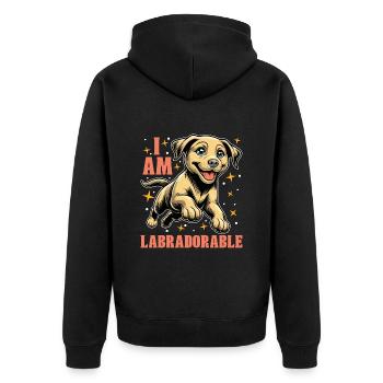 Labrador Retriever I Am Labradorable Dog Sports - Unisex Premium Bio Zip Hoodie - Schwarz - Hinten - Nico (187cm)