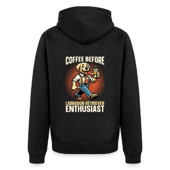 Labrador Retriever Café Chien Éleveur Amateur de café - Veste à capuche bio Premium Unisexe - noir - Dos - Nico (187cm)