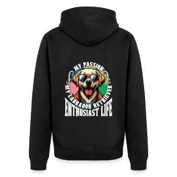Labrador Retriever My Passion My Animal Lover - Unisex Premium Organic Zip Hoodie - black - Back - Nico (187cm)
