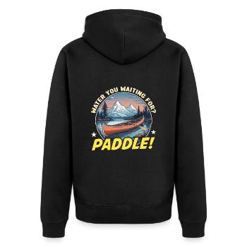 Canoë L’eau que vous attendez aime pagayer - Veste à capuche bio Premium Unisexe - noir - Dos - Nico (187cm)