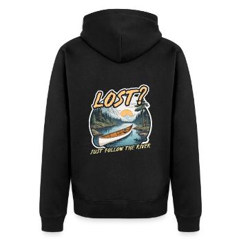 Canoë Perdu Il suffit de suivre la rivière Aime faire du bateau - Veste à capuche bio Premium Unisexe - noir - Dos - Nico (187cm)