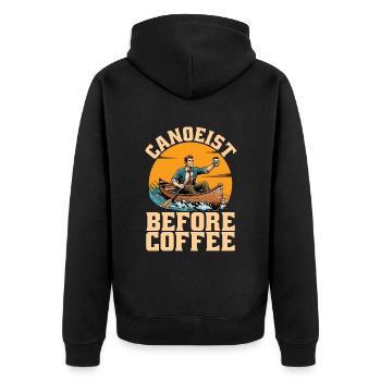 Canoeist Before Coffee Rower Coffee Lover Canoeing - Unisex Premium Organic Zip Hoodie - black - Back - Nico (187cm)