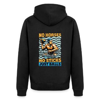 Water-polo Pas de chevaux, pas de bâtons, juste des balles de natation - Veste à capuche bio Premium Unisexe - noir - Dos - Nico (187cm)