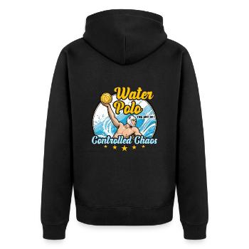 Water-polo : l’art du chaos contrôlé : les sports de balle - Veste à capuche bio Premium Unisexe - noir - Dos - Nico (187cm)