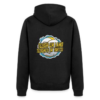 Water Polo Tough On Land Tougher In Water Swimming - Unisex Premium Bio Zip Hoodie - Schwarz - Hinten - Nico (187cm)