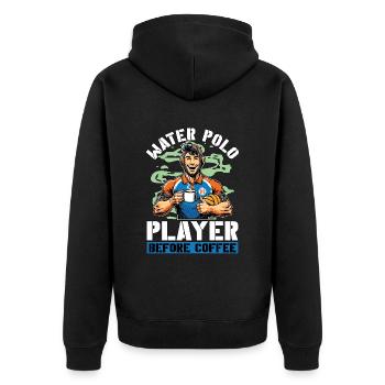 Water Polo Player Before Team Sports Coffee Lover - Unisex Premium Bio Zip Hoodie - Schwarz - Hinten - Nico (187cm)