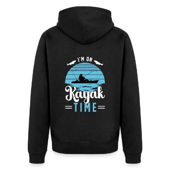 Pêche en kayak Je suis sur Kayak Time Aime les sports nautiques - Veste à capuche bio Premium Unisexe - noir - Dos - Nico (187cm)