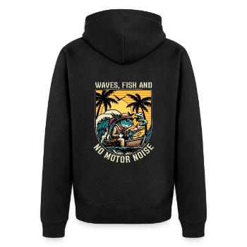 Kayak Fishing Waves Fish And Water Sports Kayaker - Unisex Premium Bio Zip Hoodie - Schwarz - Hinten - Nico (187cm)