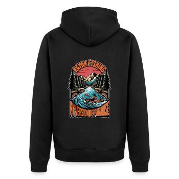 Kayak Fishing My Version Of Paradise Water Sports - Unisex Premium Bio Zip Hoodie - Schwarz - Hinten - Nico (187cm)