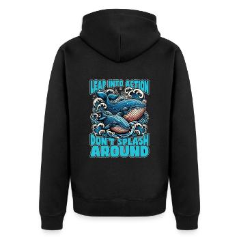 Whale Watching Leap Into Action Marine Biologist - Unisex Premium Bio Zip Hoodie - Schwarz - Hinten - Nico (187cm)