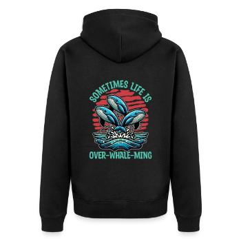 Whale Watching Sometimes Life Is Over Sea Lover - Unisex Premium Bio Zip Hoodie - Schwarz - Hinten - Nico (187cm)