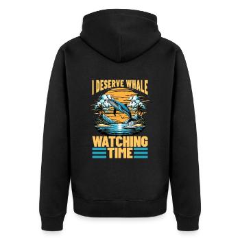 Whale Watching I Deserve Whale Watching Sailing - Unisex Premium Bio Zip Hoodie - Schwarz - Hinten - Nico (187cm)