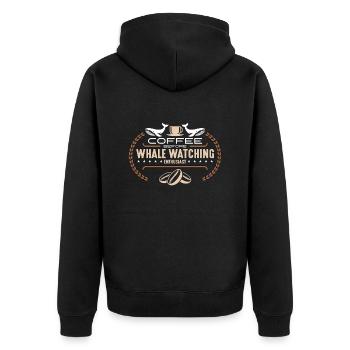 Whale Watching Coffee Before Sailing Coffee Lover - Unisex Premium Bio Zip Hoodie - Schwarz - Hinten - Nico (187cm)