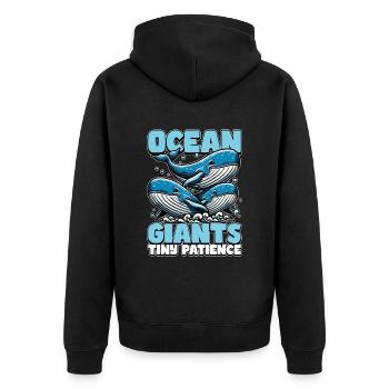 Whale Watching Ocean Giants Tiny Marine Animal - Unisex Premium Bio Zip Hoodie - Schwarz - Hinten - Nico (187cm)