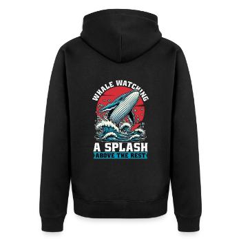 Whale Watching A Splash Above The Marine Animal - Unisex Premium Bio Zip Hoodie - Schwarz - Hinten - Nico (187cm)