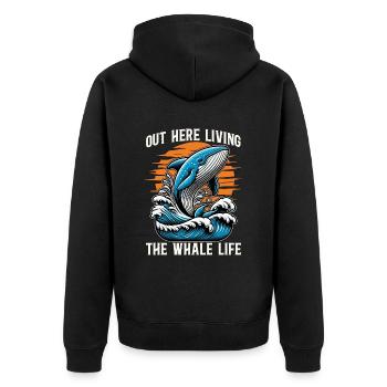 Observation des baleines ici Vivre la biologie marine - Veste à capuche bio Premium Unisexe - noir - Dos - Nico (187cm)