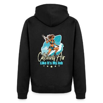 Kiteboarding Catching Air Like It's Windsurfing - Unisex Premium Bio Zip Hoodie - Schwarz - Hinten - Nico (187cm)