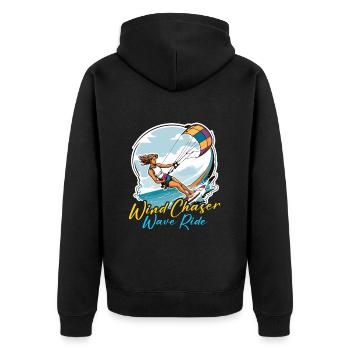 Kiteboarding Wind Chaser Wave Ride Kite Surfer - Unisex Premium Organic Zip Hoodie - black - Back - Nico (187cm)