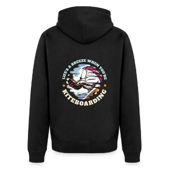 Kiteboarding Life's A Breeze When Water Sports - Unisex Premium Organic Zip Hoodie - black - Back - Nico (187cm)