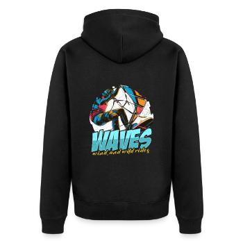 Kiteboarding Waves Wind And Wild Water Sports - Unisex Premium Organic Zip Hoodie - black - Back - Nico (187cm)