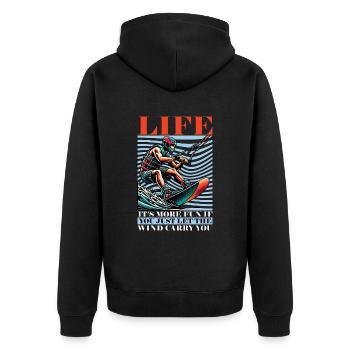 La vie de kitesurf est plus amusante si vous faites de la planche à voile - Veste à capuche bio Premium Unisexe - noir - Dos - Nico (187cm)
