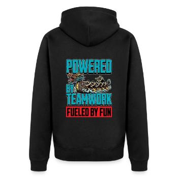 Dragon Boating Powered By Teamwork Water Sports - Unisex Premium Organic Zip Hoodie - black - Back - Nico (187cm)
