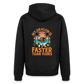 Dragon Boating My Dragon Is Faster Boat Racing - Unisex Premium Bio Zip Hoodie - Schwarz - Hinten - Nico (187cm)