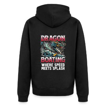 Dragon Boating Where Speed Meets Water Sports - Unisex Premium Organic Zip Hoodie - black - Back - Nico (187cm)