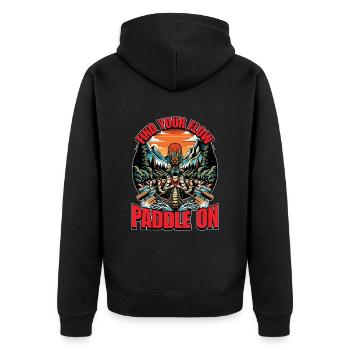 Dragon Boating Find Your Flow Paddle Water Sports - Unisex Premium Bio Zip Hoodie - Schwarz - Hinten - Nico (187cm)
