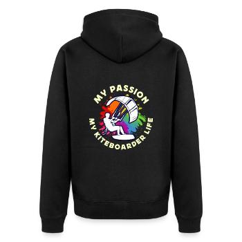 Kiteboarding My Passion My Kiteboarder Windsurfing - Unisex Premium Organic Zip Hoodie - black - Back - Nico (187cm)
