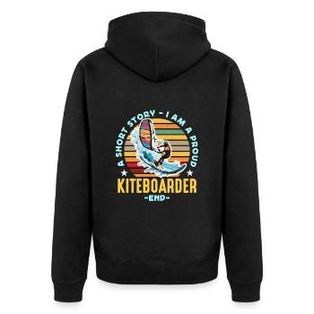 Kiteboarding A Short Story I Am A Proud Windsurfer - Unisex Premium Bio Zip Hoodie - Schwarz - Hinten - Nico (187cm)