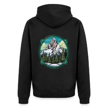 Berge Winter Eisberge Natur - Unisex Premium Bio Zip Hoodie - Schwarz - Hinten - Nico (187cm)