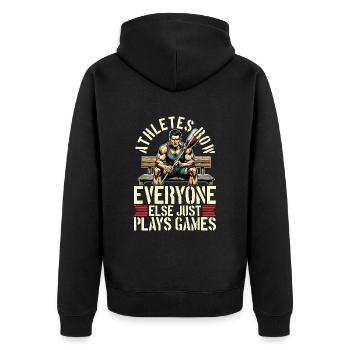 Water Rowing Athletes Row Everyone Else Canoeing - Unisex Premium Bio Zip Hoodie - Schwarz - Hinten - Nico (187cm)
