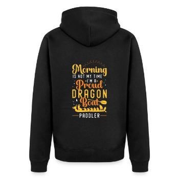 Dragon Boating Morning Is Not My Time Loves Rowing - Unisex Premium Bio Zip Hoodie - Schwarz - Hinten - Nico (187cm)