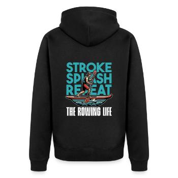 Water Rowing Stroke Splash Repeat Water Sports - Unisex Premium Bio Zip Hoodie - Schwarz - Hinten - Nico (187cm)