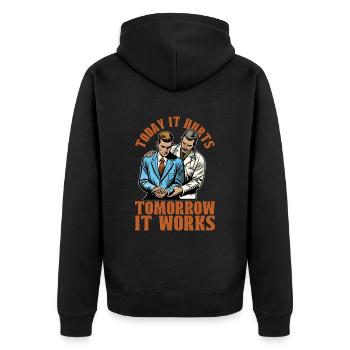 Physical Therapist Today It Hurts Massage Therapy - Unisex Premium Organic Zip Hoodie - black - Back - Nico (187cm)