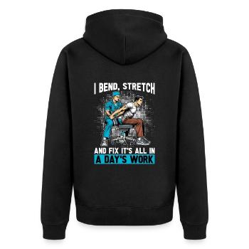 Physiothérapeute I Bend Stretch Massothérapie - Veste à capuche bio Premium Unisexe - noir - Dos - Nico (187cm)
