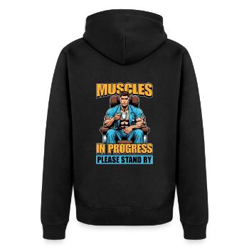 Physical Therapist Muscles In Healthcare Worker - Unisex Premium Organic Zip Hoodie - black - Back - Nico (187cm)