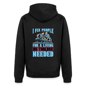 Physical Therapist I Fix People Healthcare Worker - Unisex Premium Organic Zip Hoodie - black - Back - Nico (187cm)